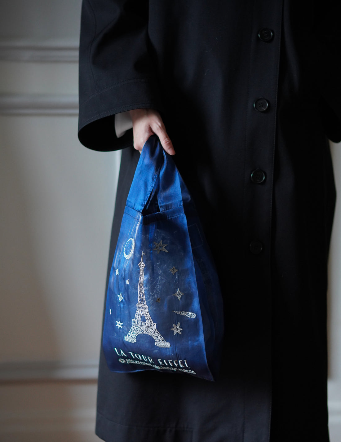 Brigitte Tanaka | Eiffel Tower Embroidered Organza Bag Blue・ Small