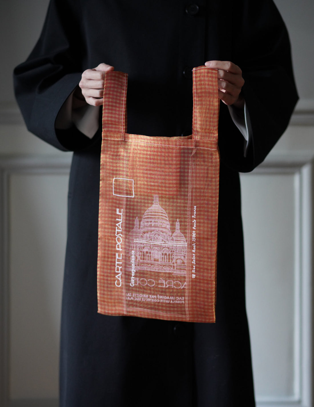 Brigitte Tanaka | Paris Sacré-Cœur Embroidered Organza Bag・Red Check