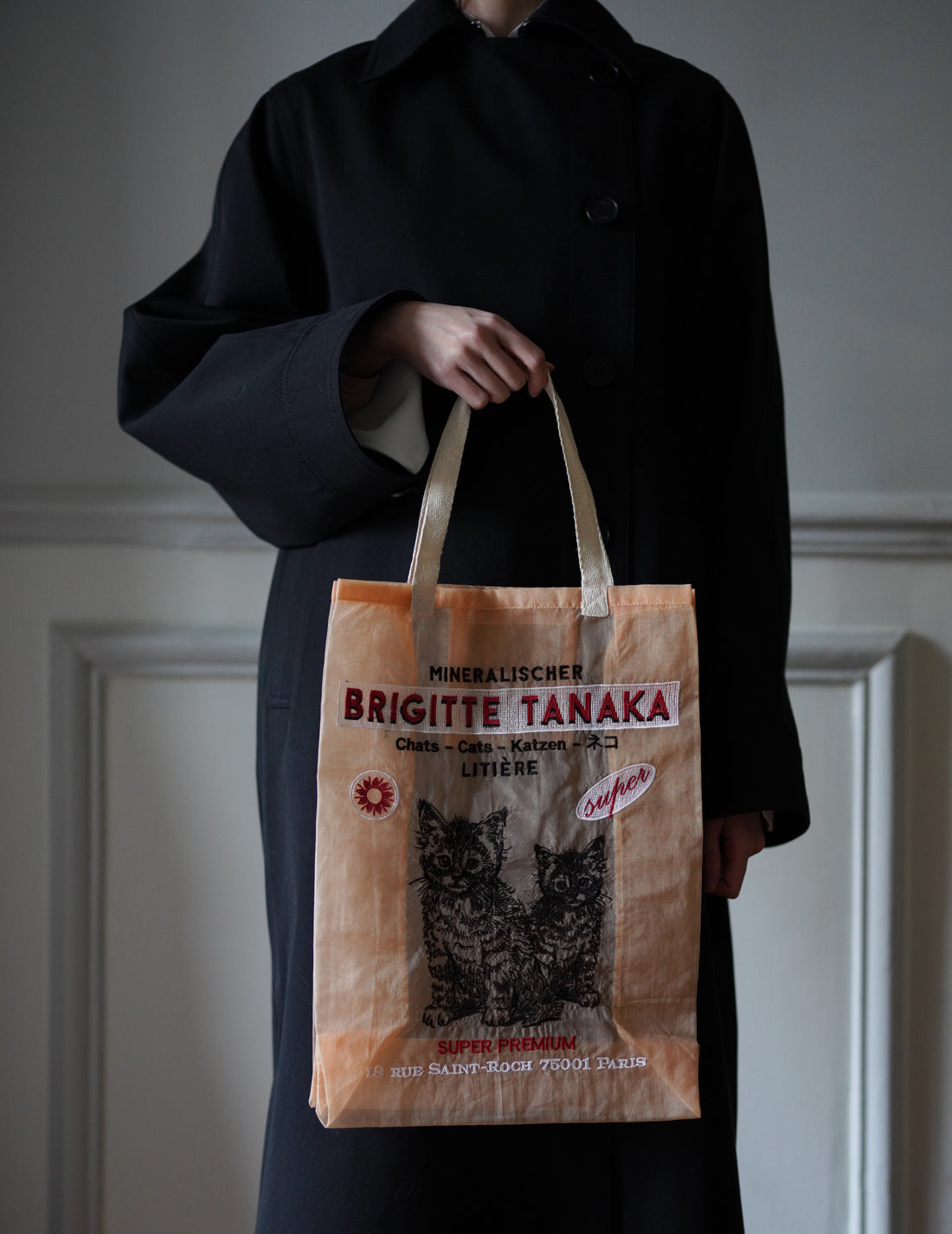 Brigitte Tanaka | Chat Peach Embroidered Organza Bag