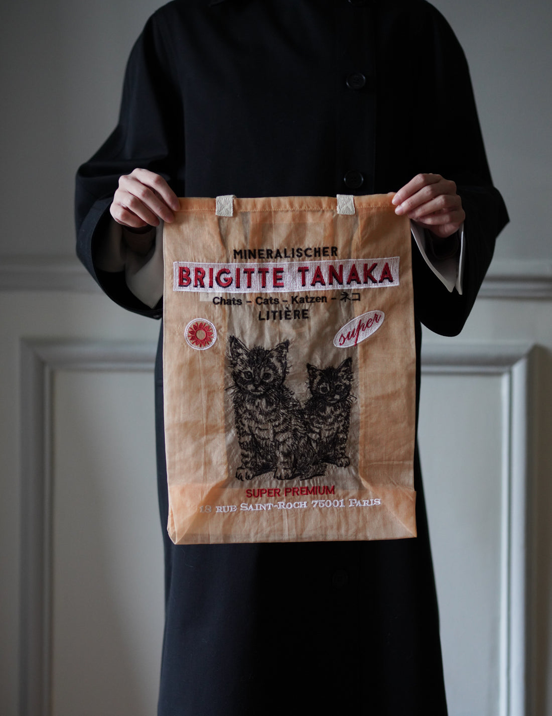 Brigitte Tanaka | Chat Peach Embroidered Organza Bag