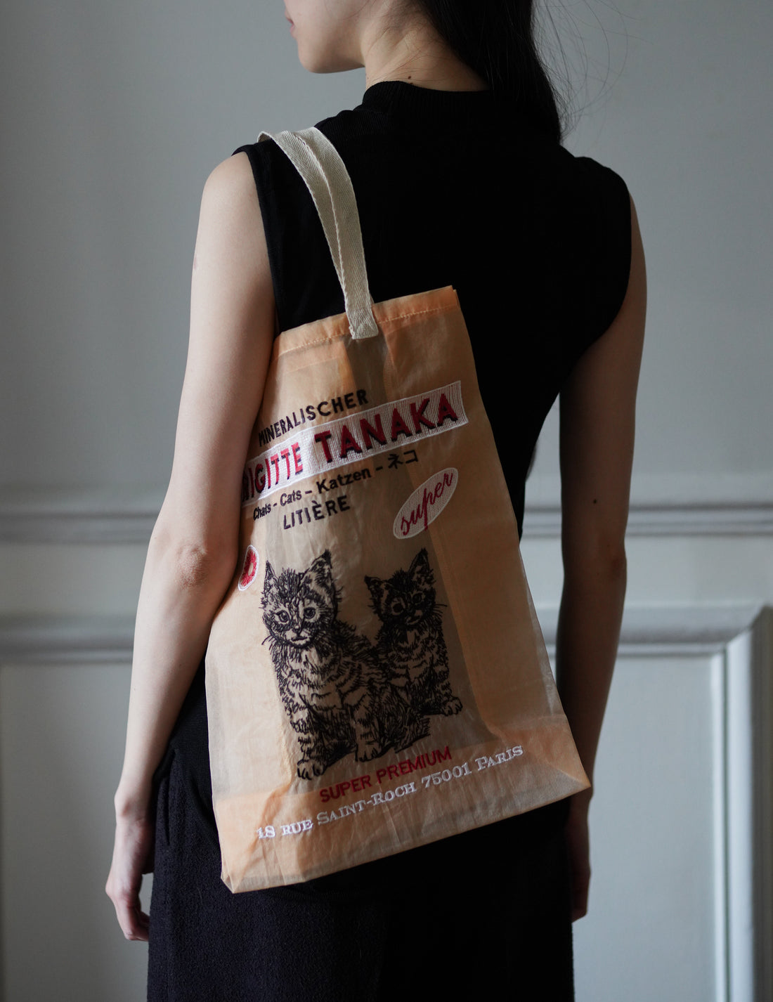 Brigitte Tanaka | Chat Peach Embroidered Organza Bag