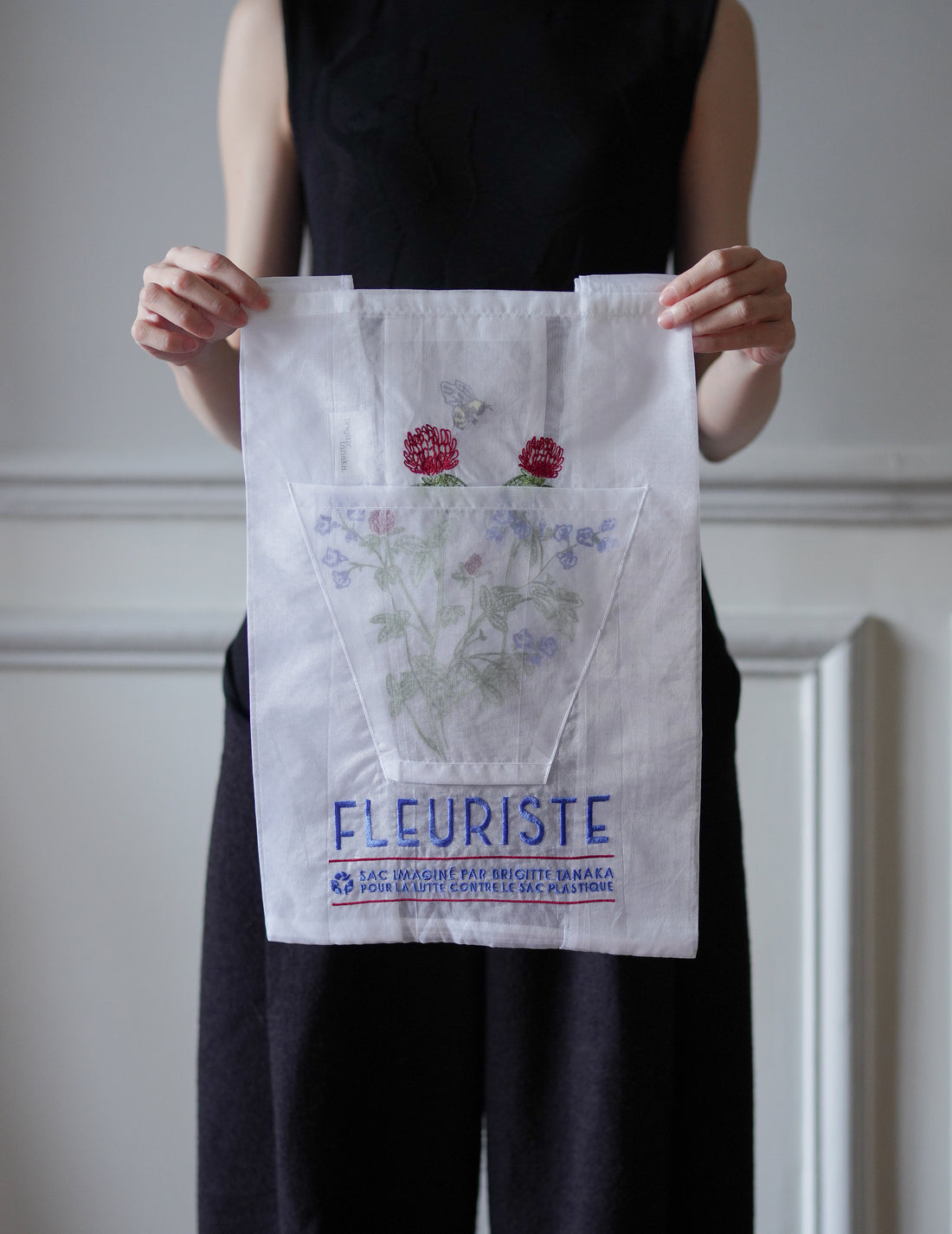 Brigitte Tanaka | Red Florist Embroidered Organza Bag
