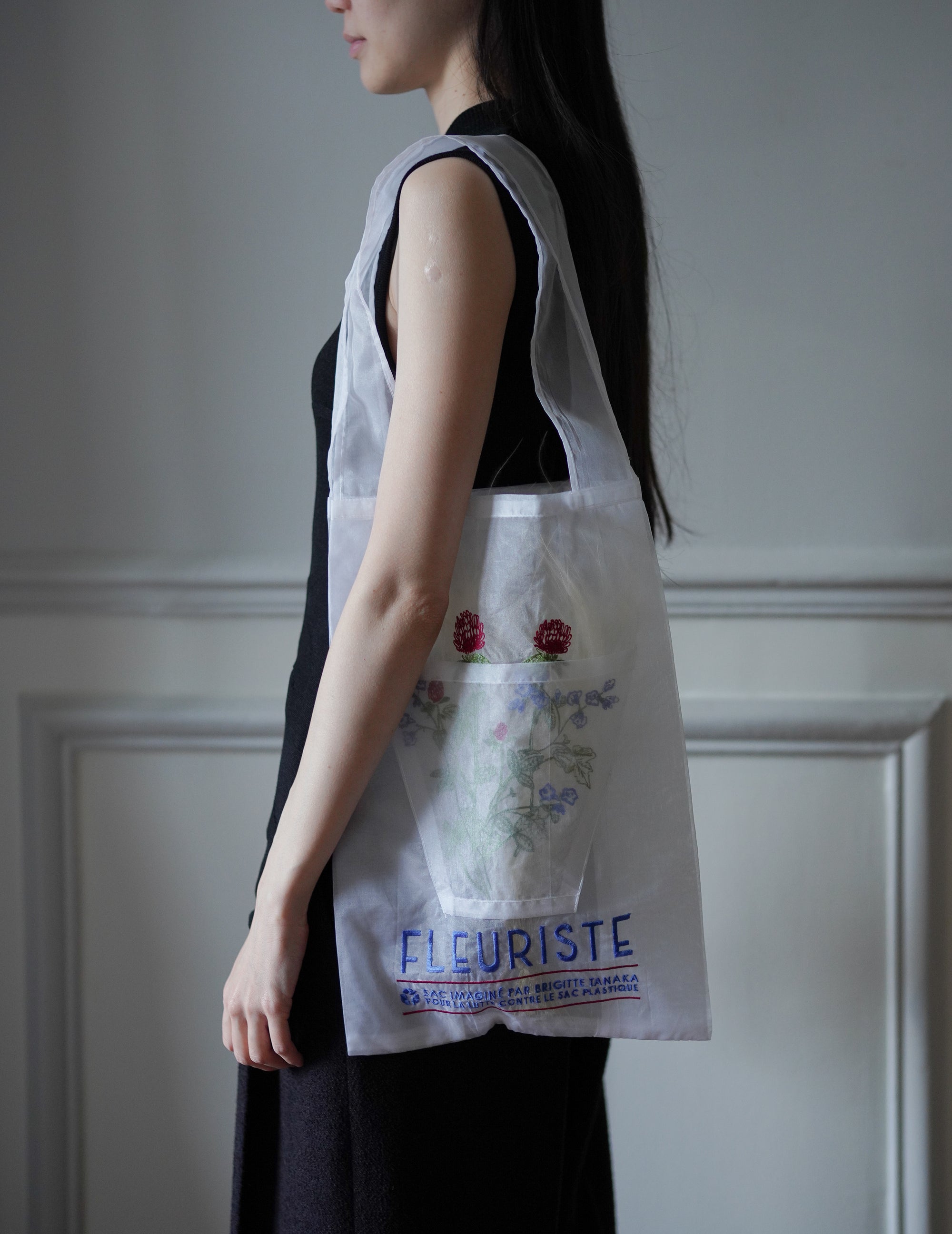 Red Florist Embroidered Organza Bag