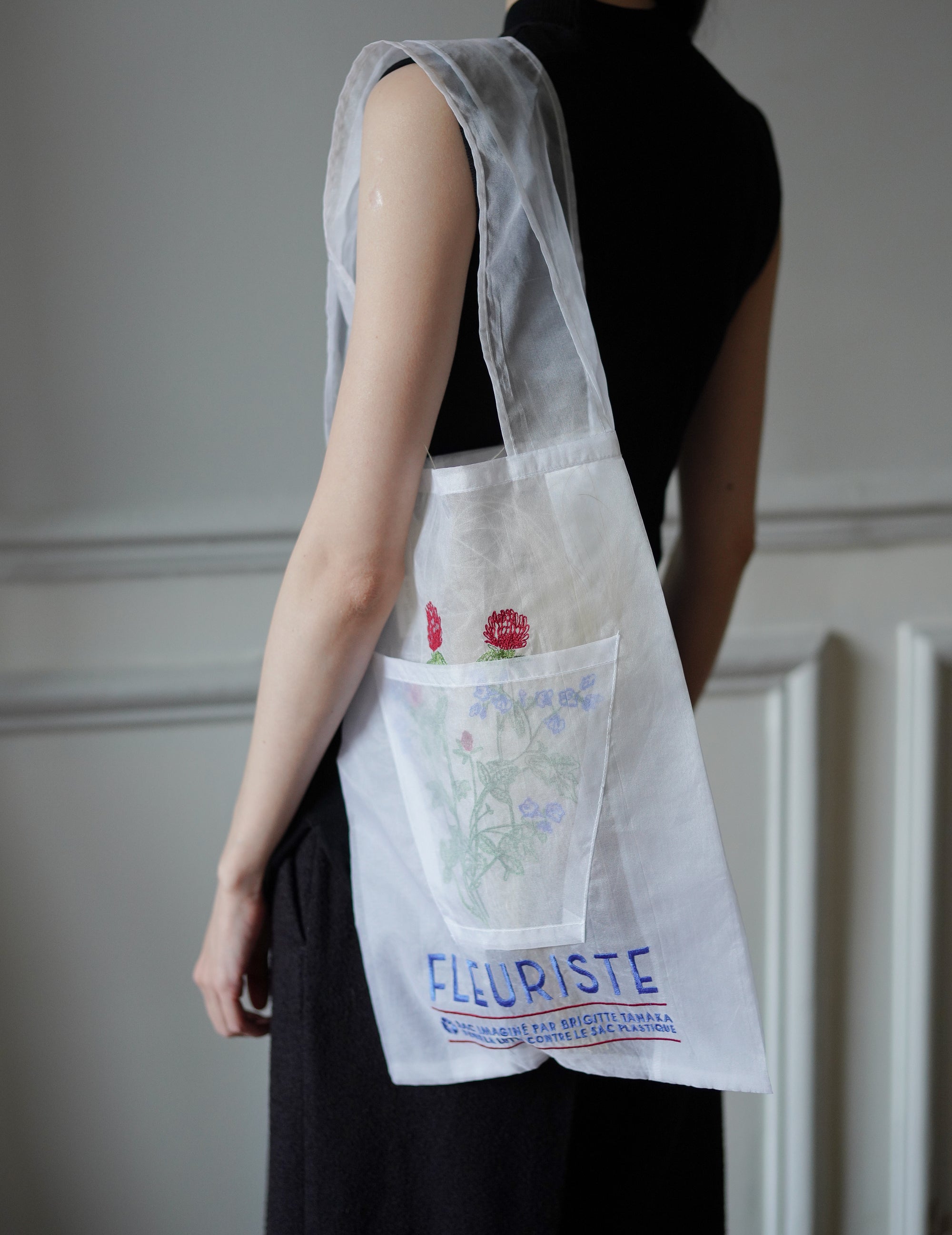 Red Florist Embroidered Organza Bag