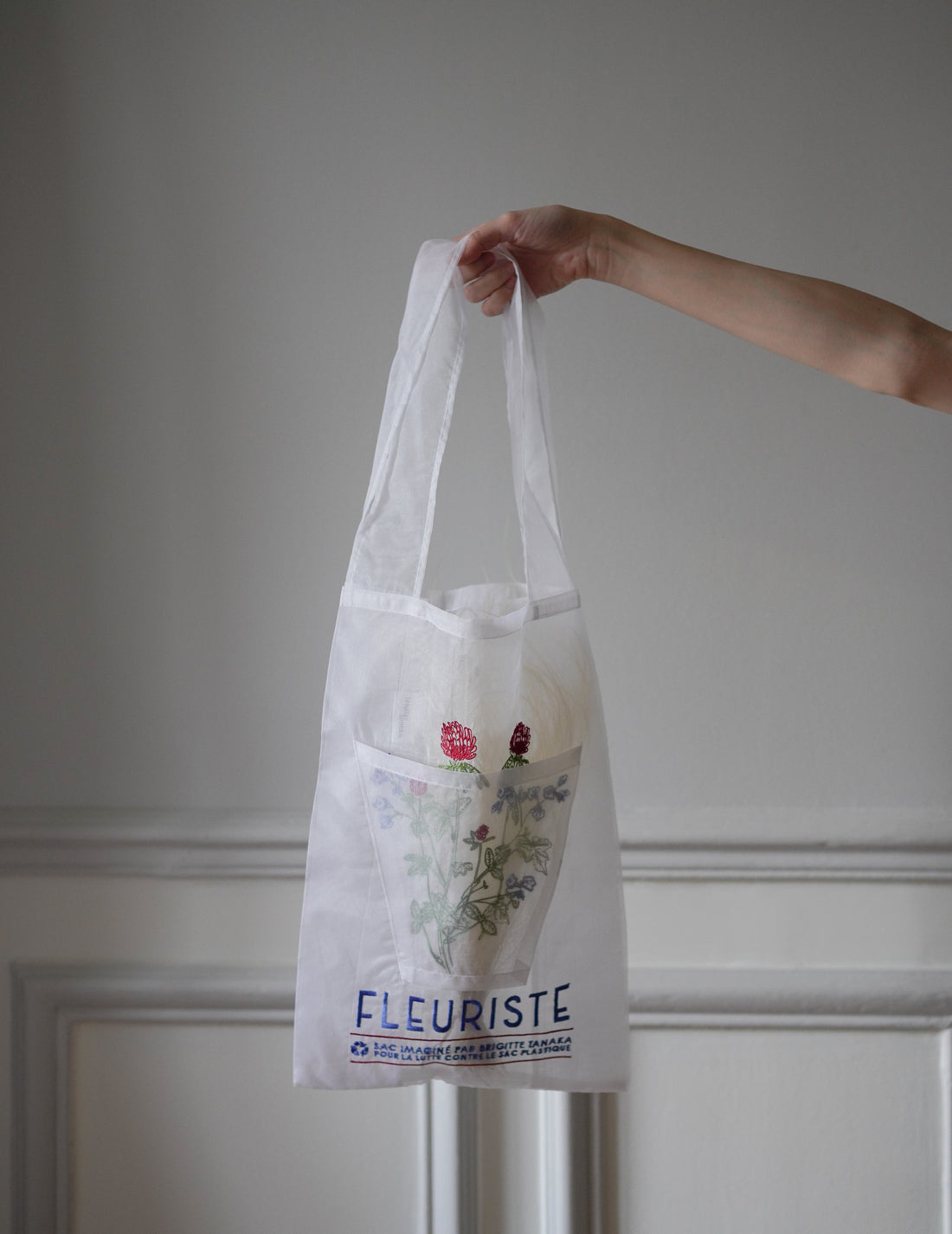 Brigitte Tanaka | Red Florist Embroidered Organza Bag