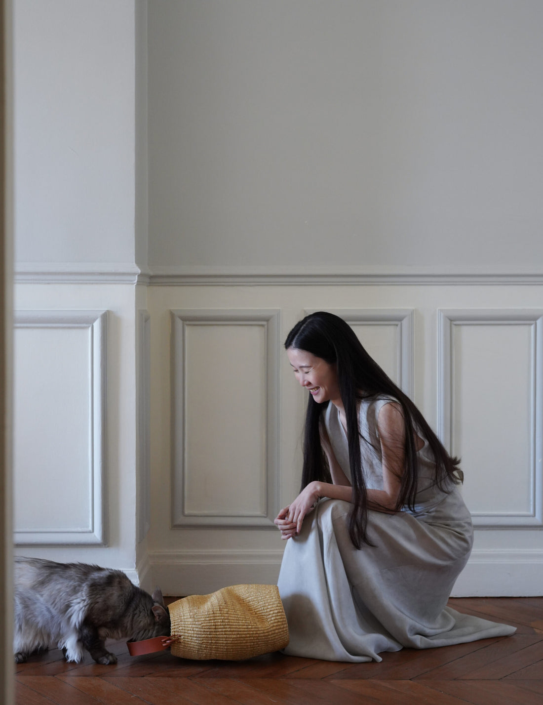 INES BRESSAND | Akamae Crumpled Woven Bag N.40・Brown