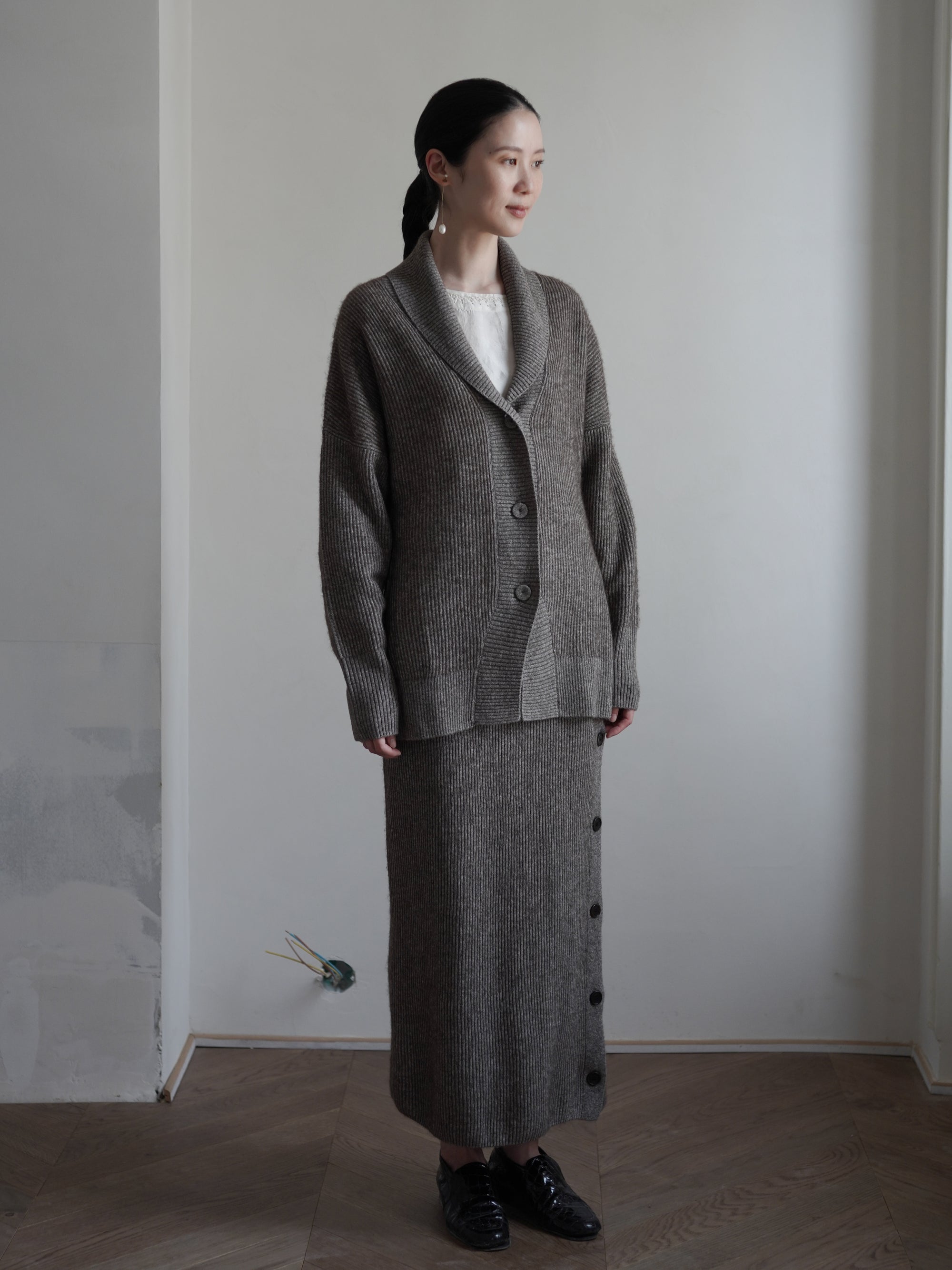 KALUA Silk Yak Knit Skirt・Brown Melange