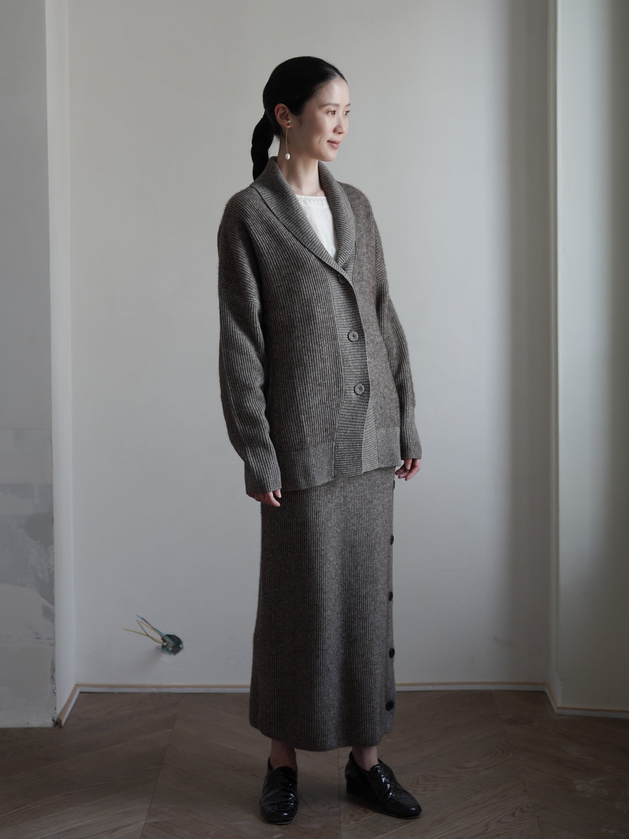 KALUA Silk Yak Knit Skirt・Brown Melange