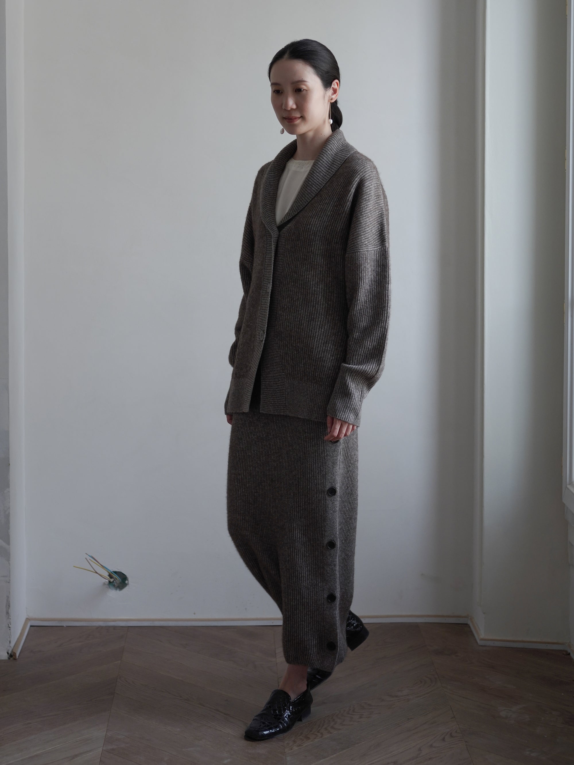 KALUA Silk Yak Knit Skirt・Brown Melange