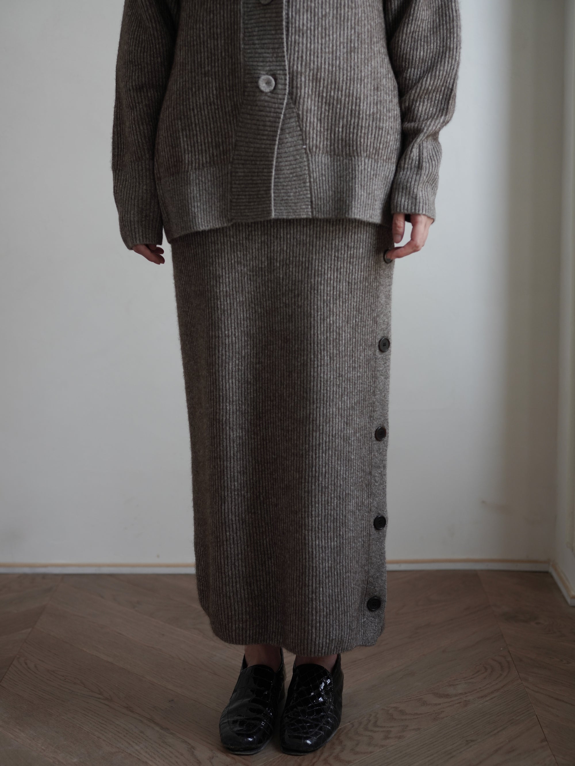KALUA Silk Yak Knit Skirt・Brown Melange