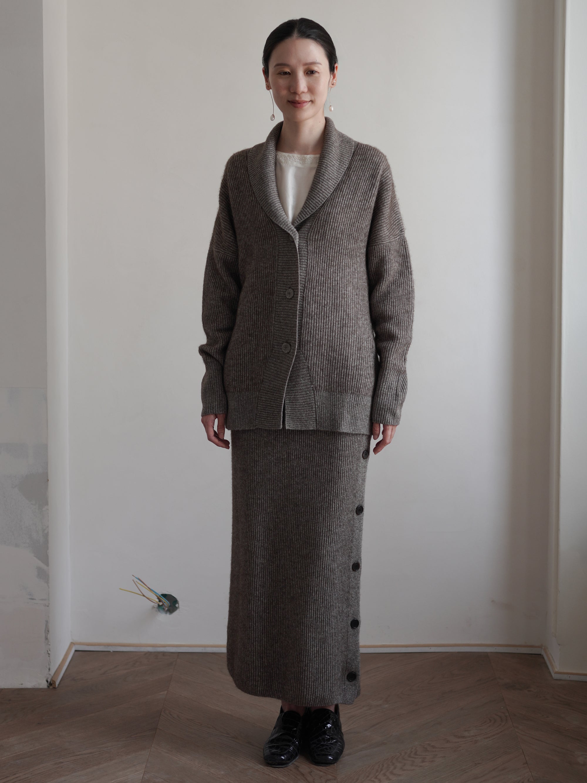 KALUA Silk Yak Knit Skirt・Brown Melange
