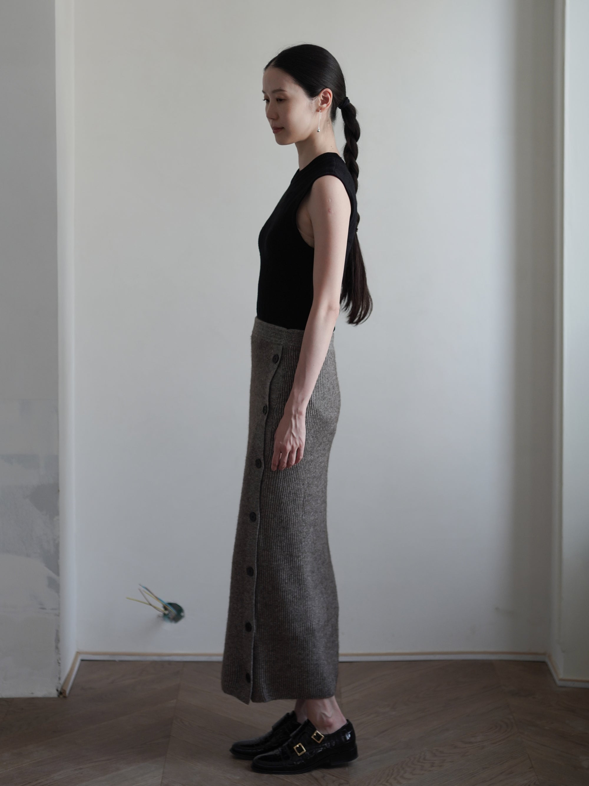 KALUA Silk Yak Knit Skirt・Brown Melange