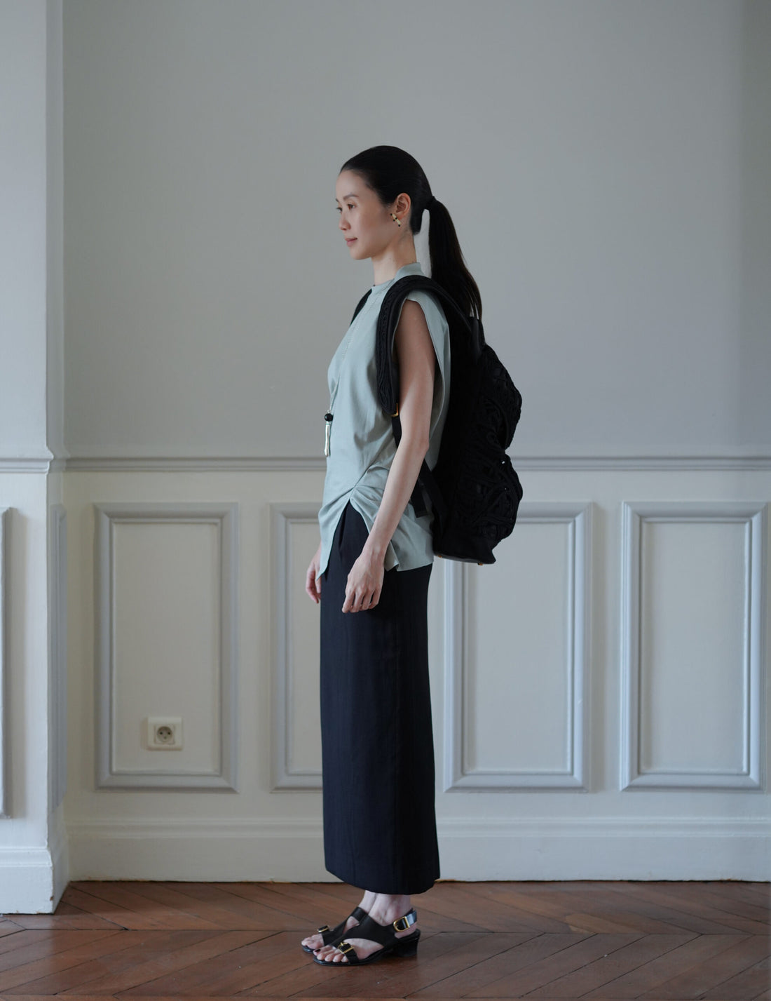 Mame Kurogouchi | Cording Embroidery Backpack - Black