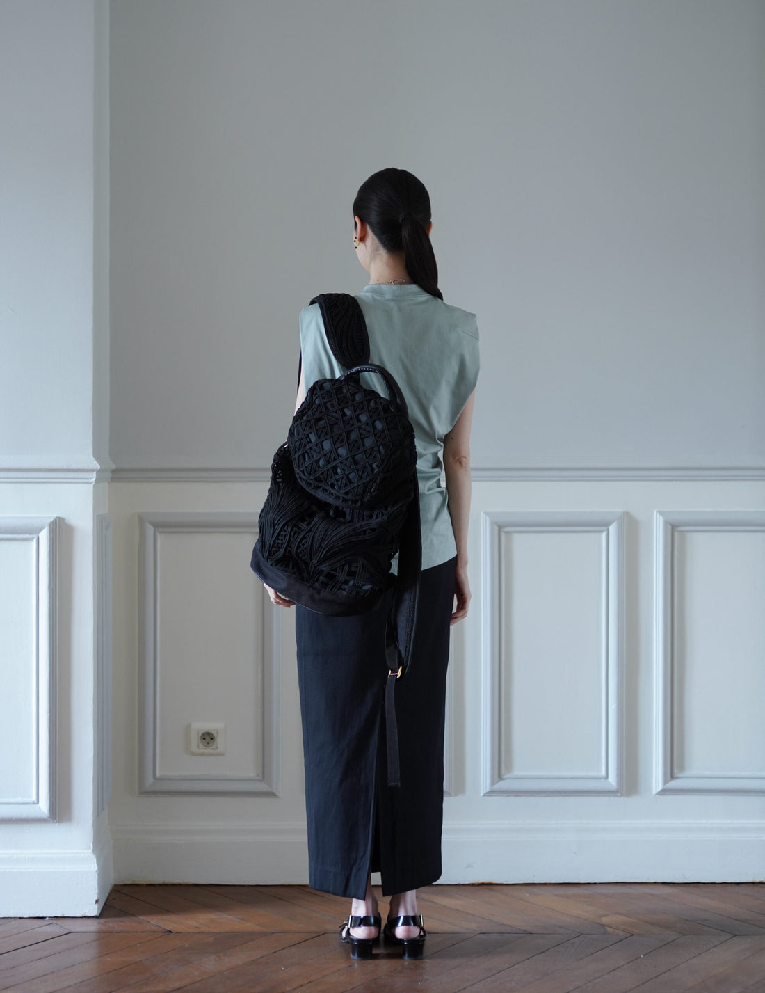 Mame Kurogouchi | Cording Embroidery Backpack - Black