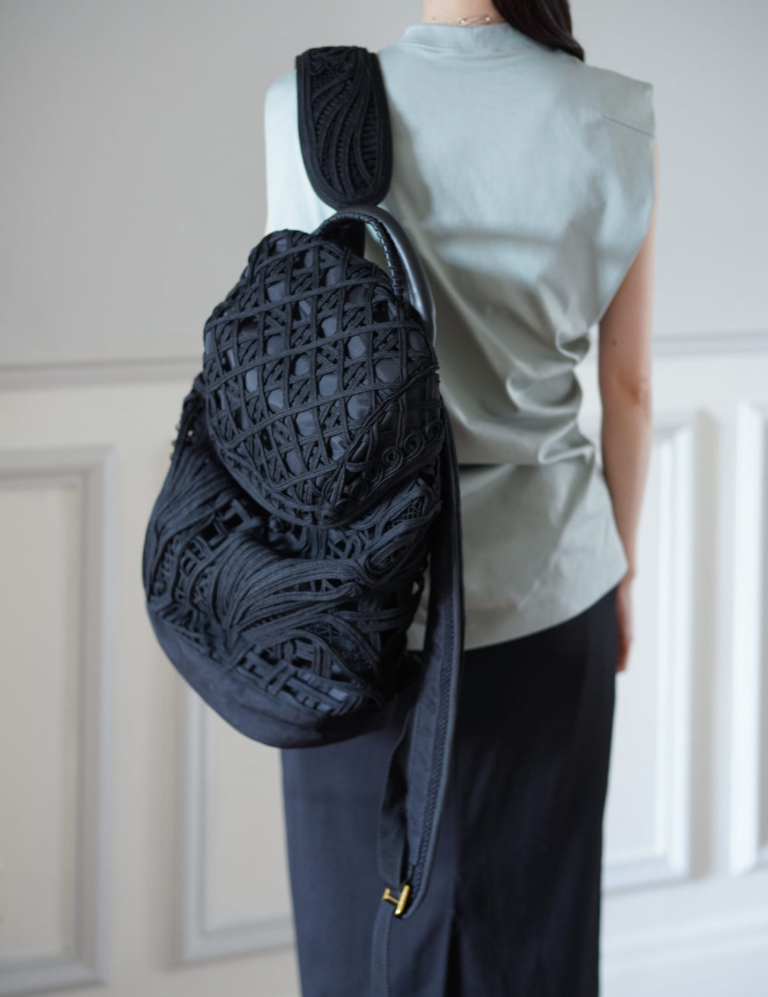 Mame Kurogouchi | Cording Embroidery Backpack - Black