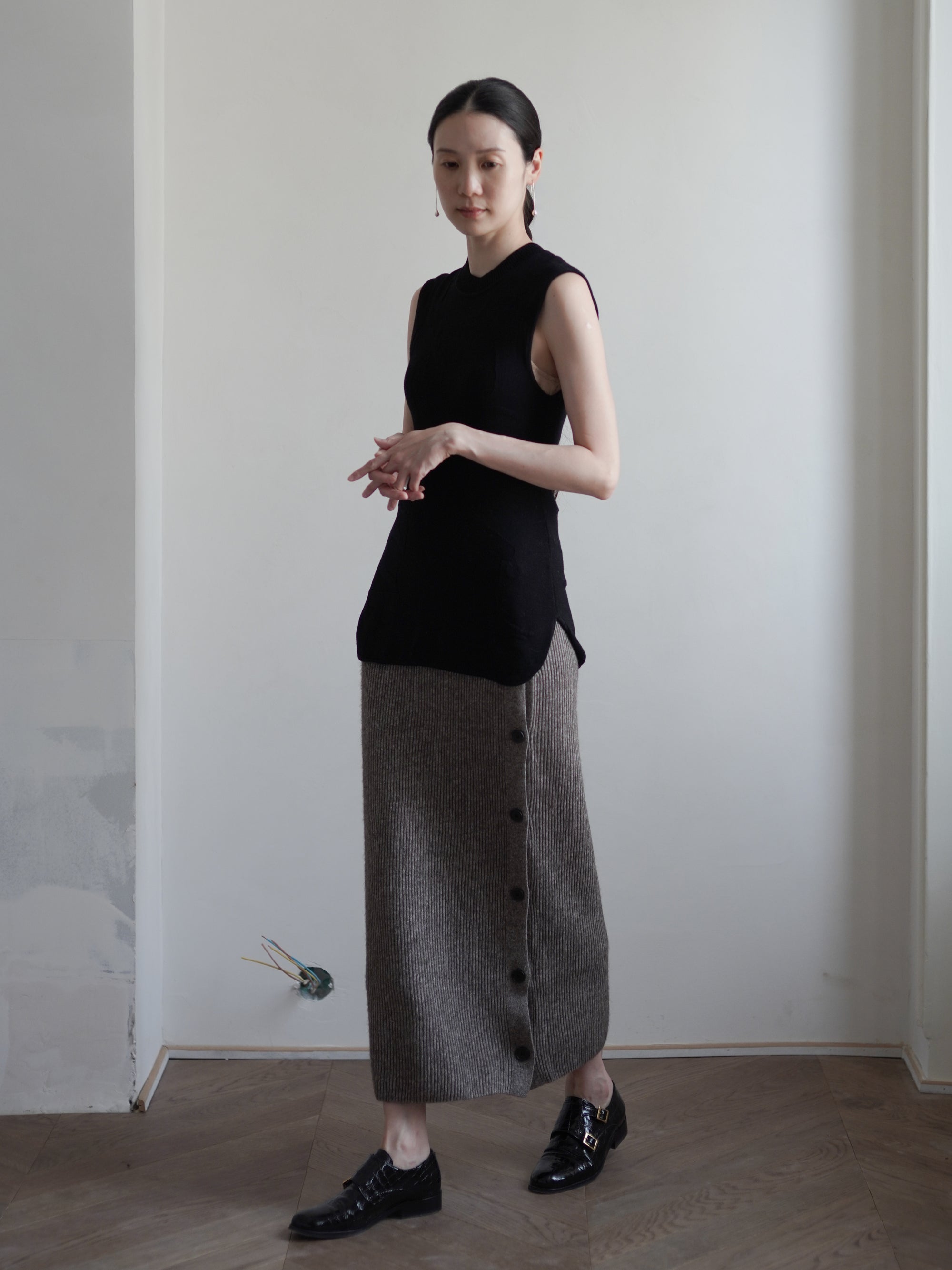 KALUA Silk Yak Knit Skirt・Brown Melange