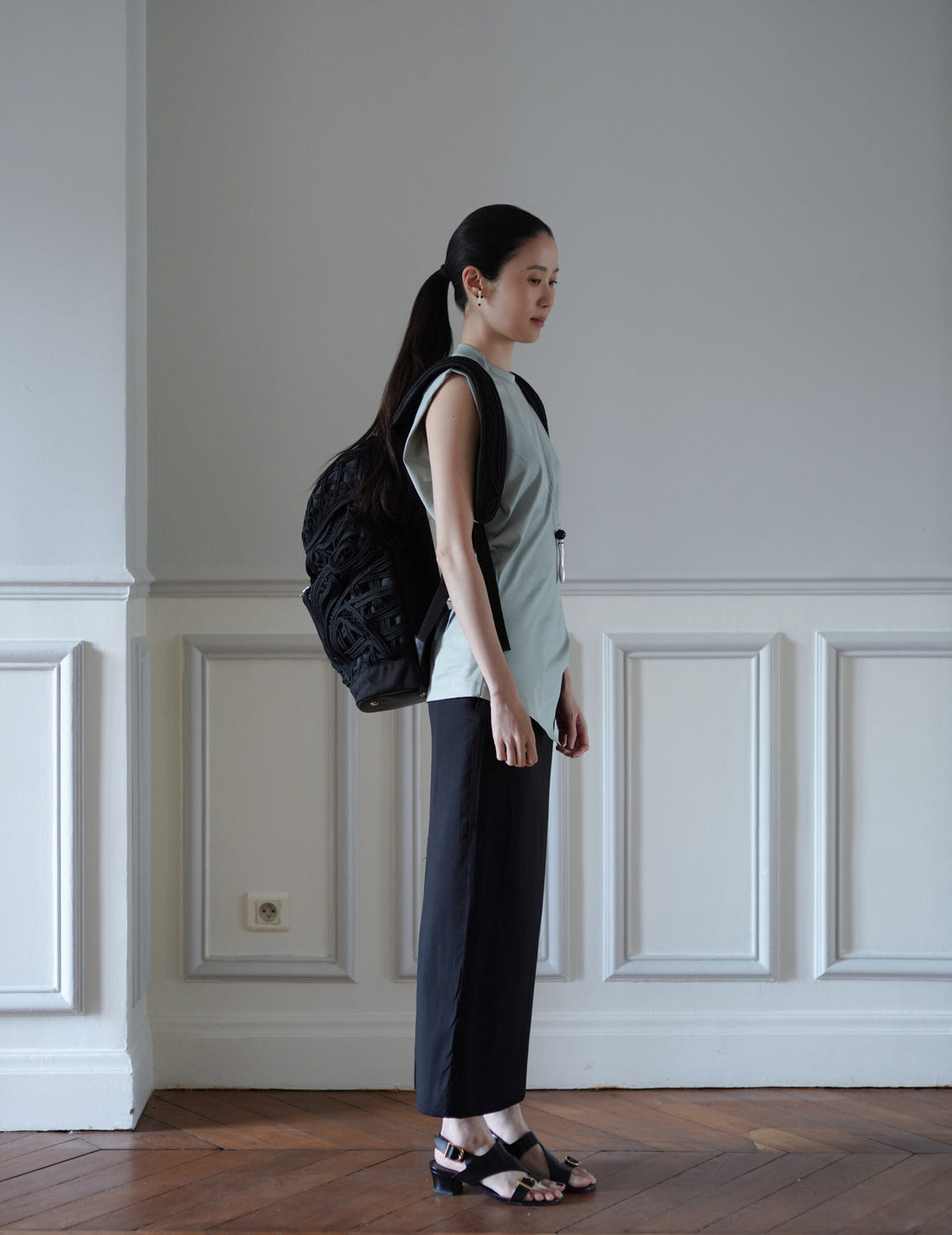 Mame Kurogouchi | Cording Embroidery Backpack - Black