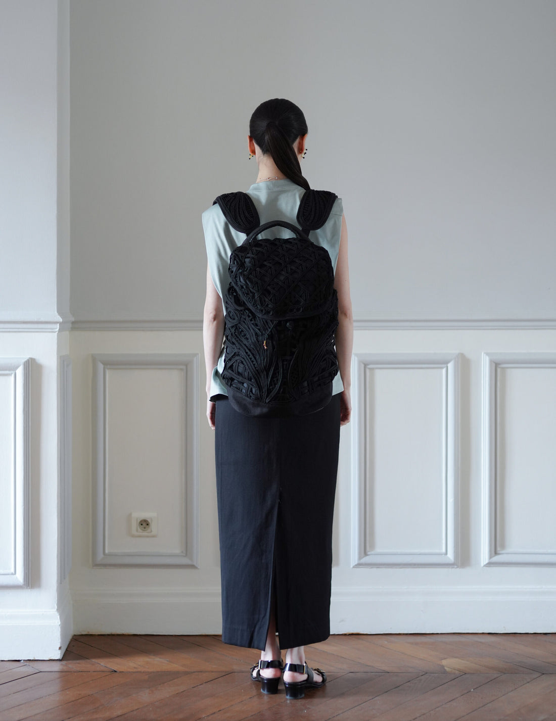 Mame Kurogouchi | Cording Embroidery Backpack - Black