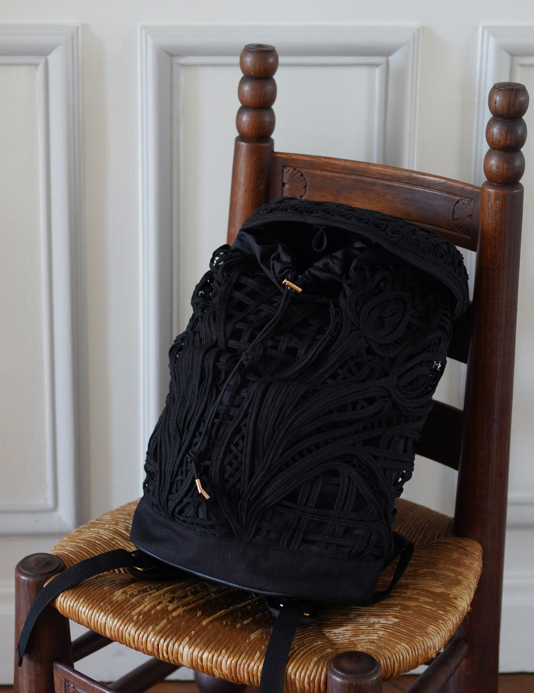 Mame Kurogouchi | Cording Embroidery Backpack - Black