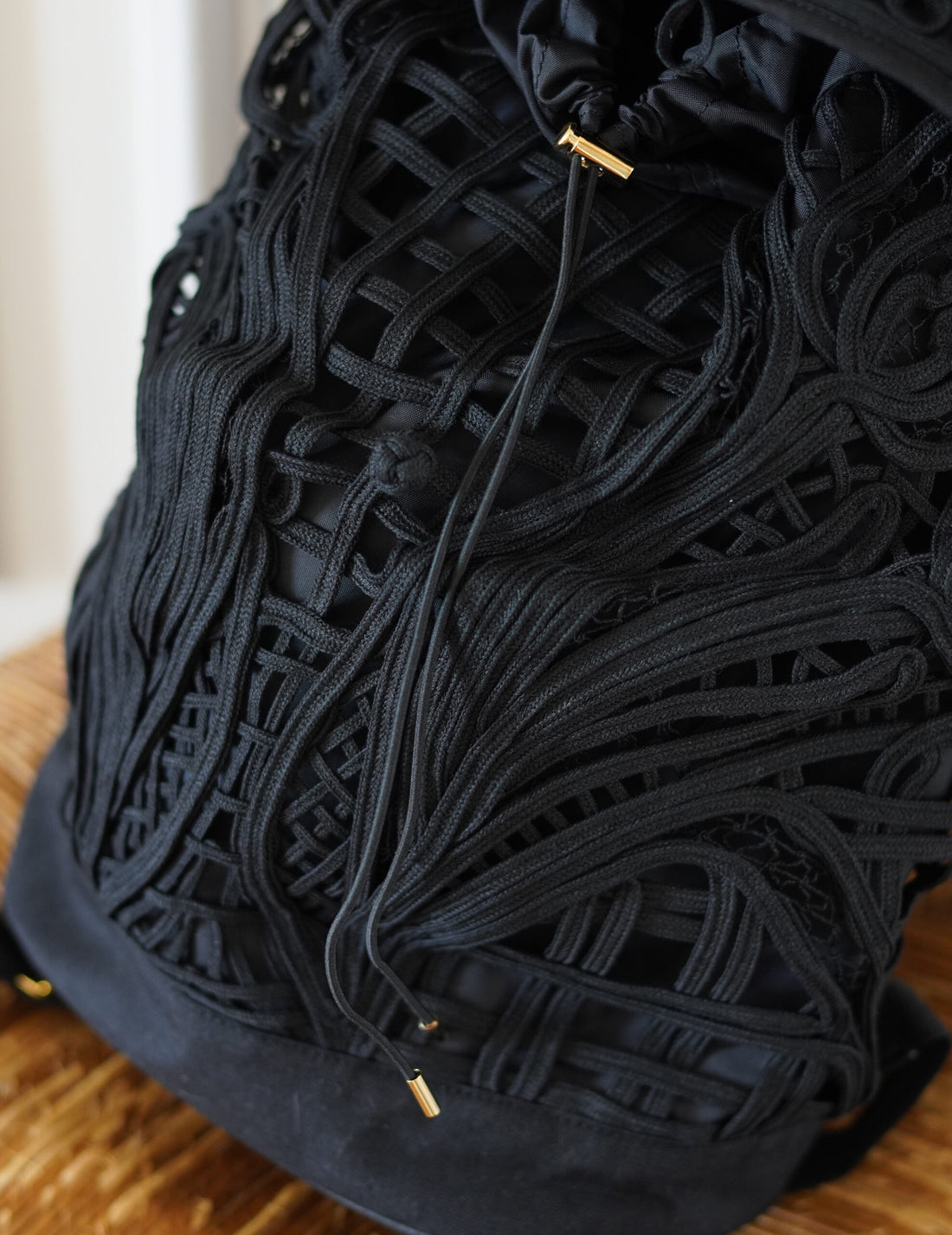 Mame Kurogouchi | Cording Embroidery Backpack - Black