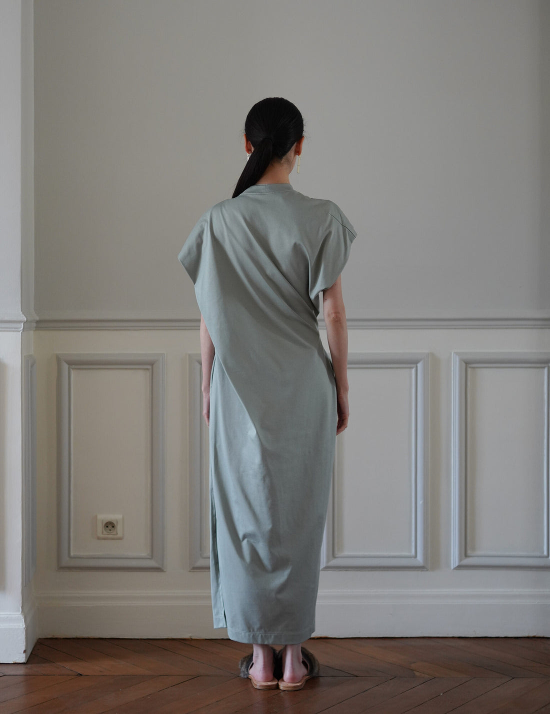 Mame Kurogouchi | Cotton Jersey Asymmetric Dress - Grey