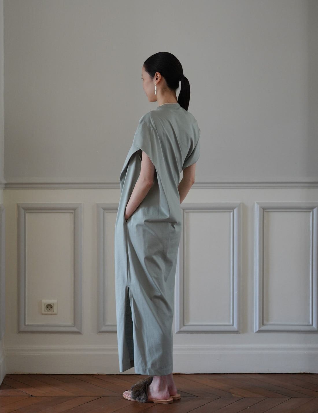 Mame Kurogouchi | Cotton Jersey Asymmetric Dress - Grey