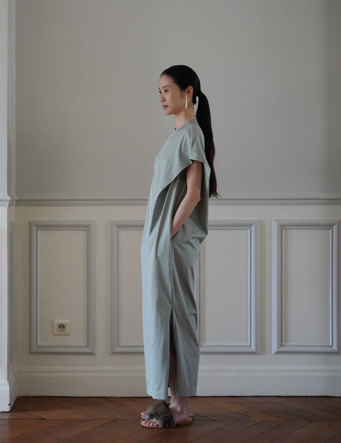Mame Kurogouchi | Cotton Jersey Asymmetric Dress - Grey