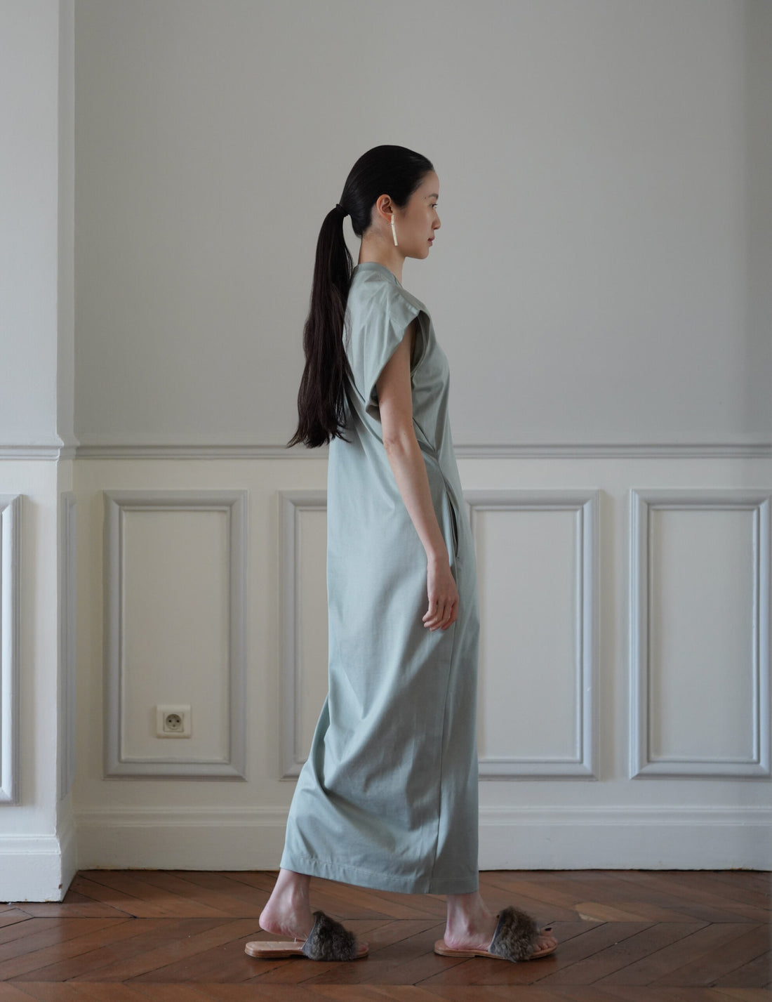 Mame Kurogouchi | Cotton Jersey Asymmetric Dress - Grey