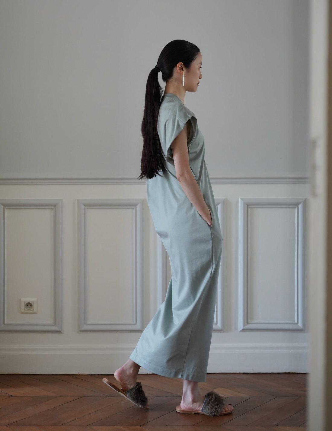 Mame Kurogouchi | Cotton Jersey Asymmetric Dress - Grey