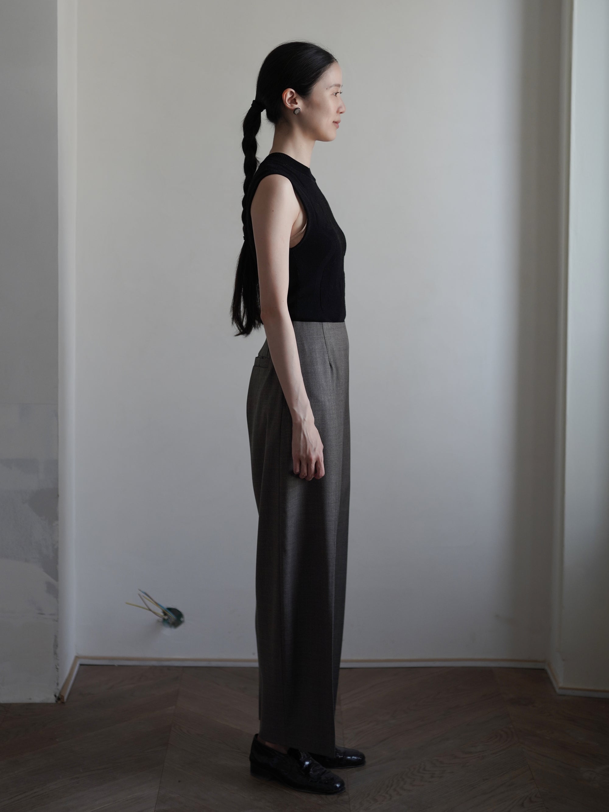 PAVOT Wool Blend Barrel Leg Pants・Mink