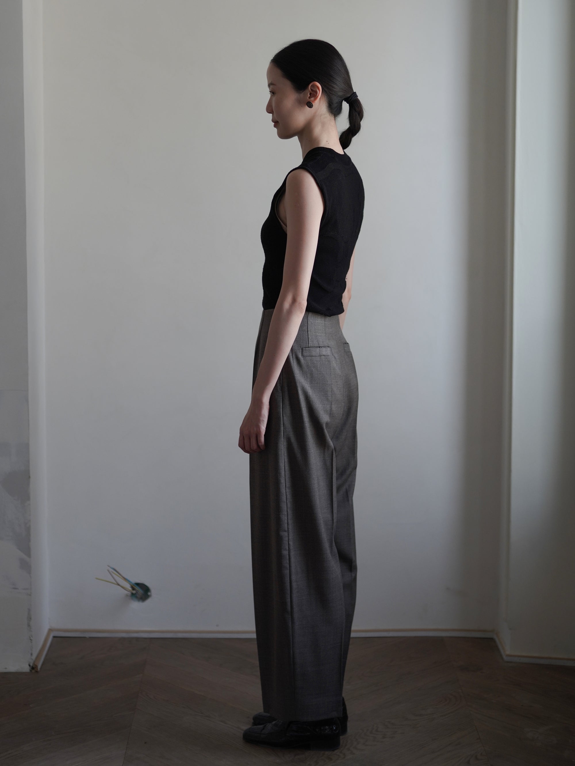 PAVOT Wool Blend Barrel Leg Pants・Mink