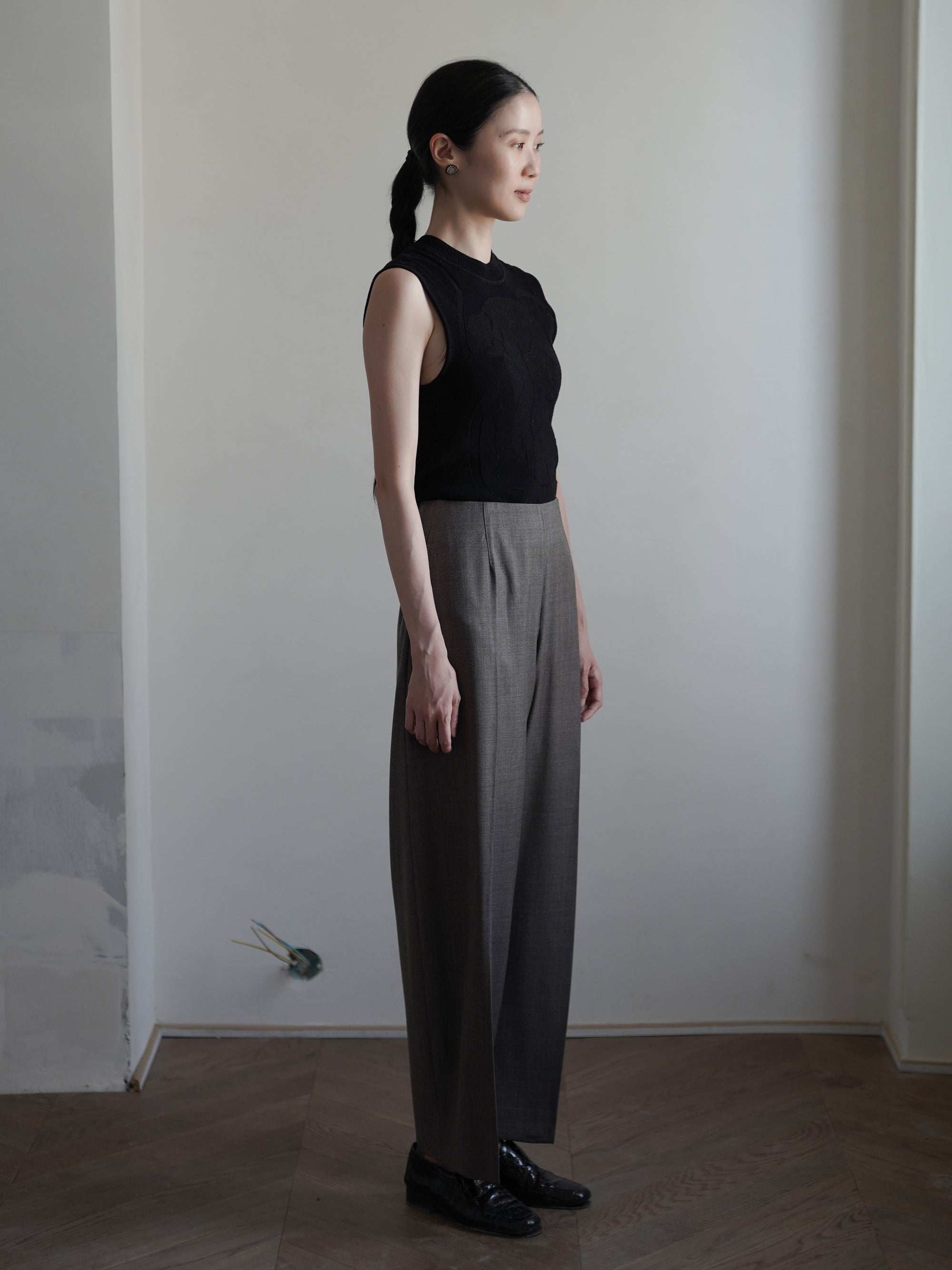 PAVOT Wool Blend Barrel Leg Pants・Mink