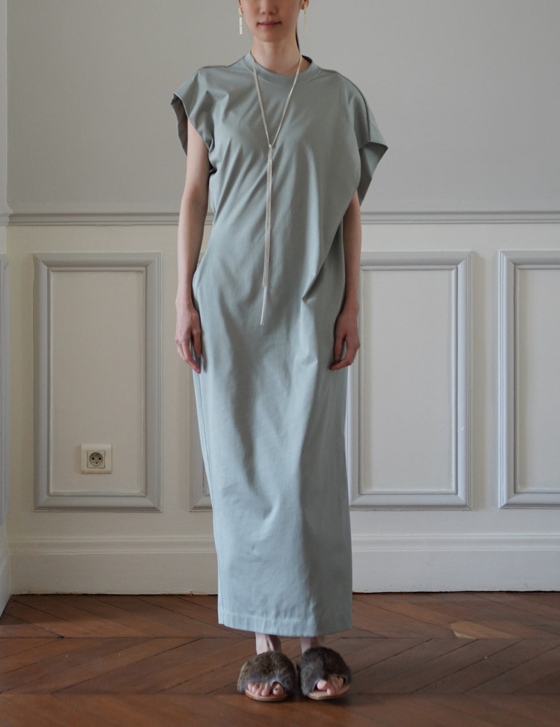Mame Kurogouchi | Cotton Jersey Asymmetric Dress - Grey