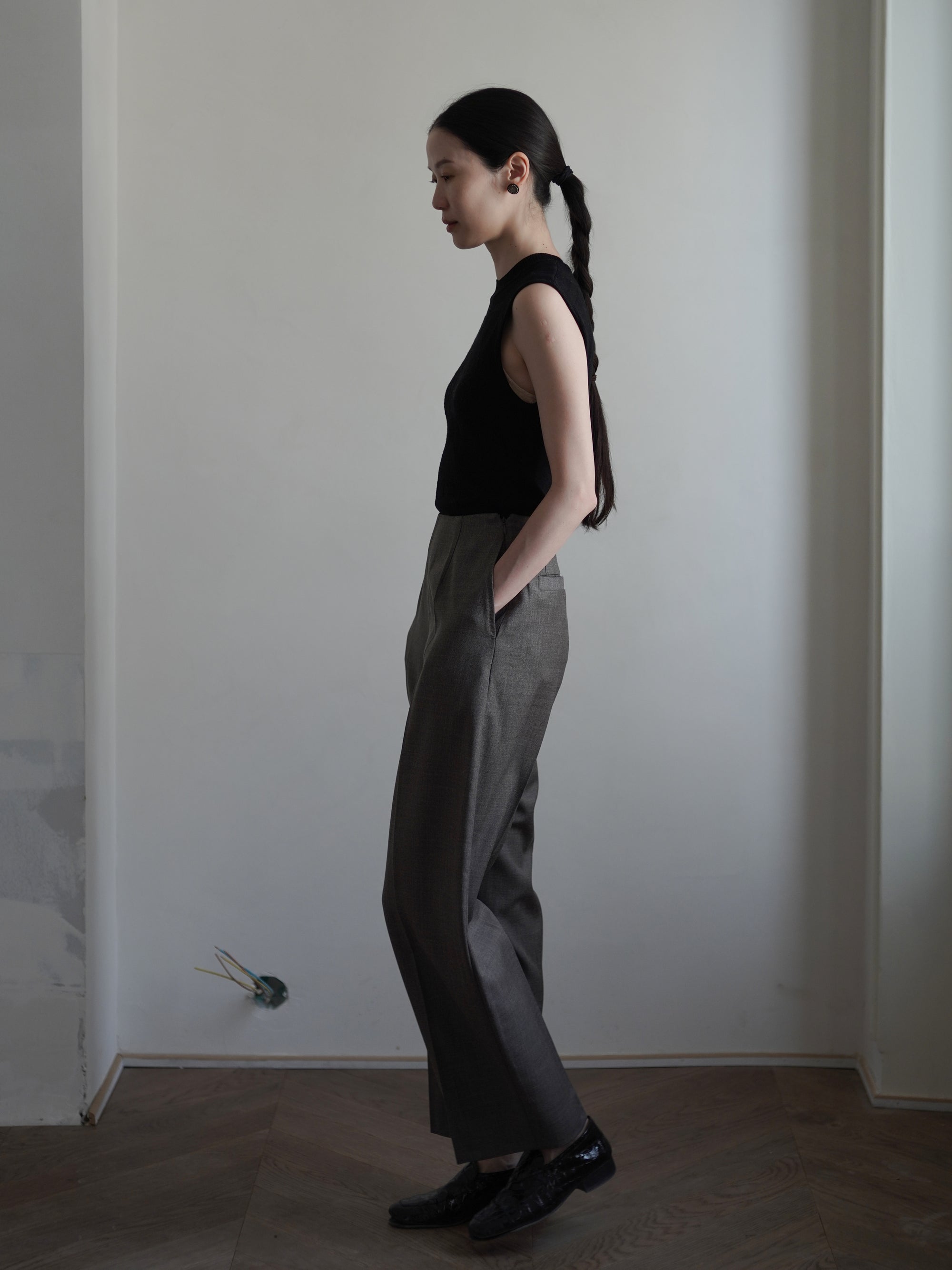 PAVOT Wool Blend Barrel Leg Pants・Mink