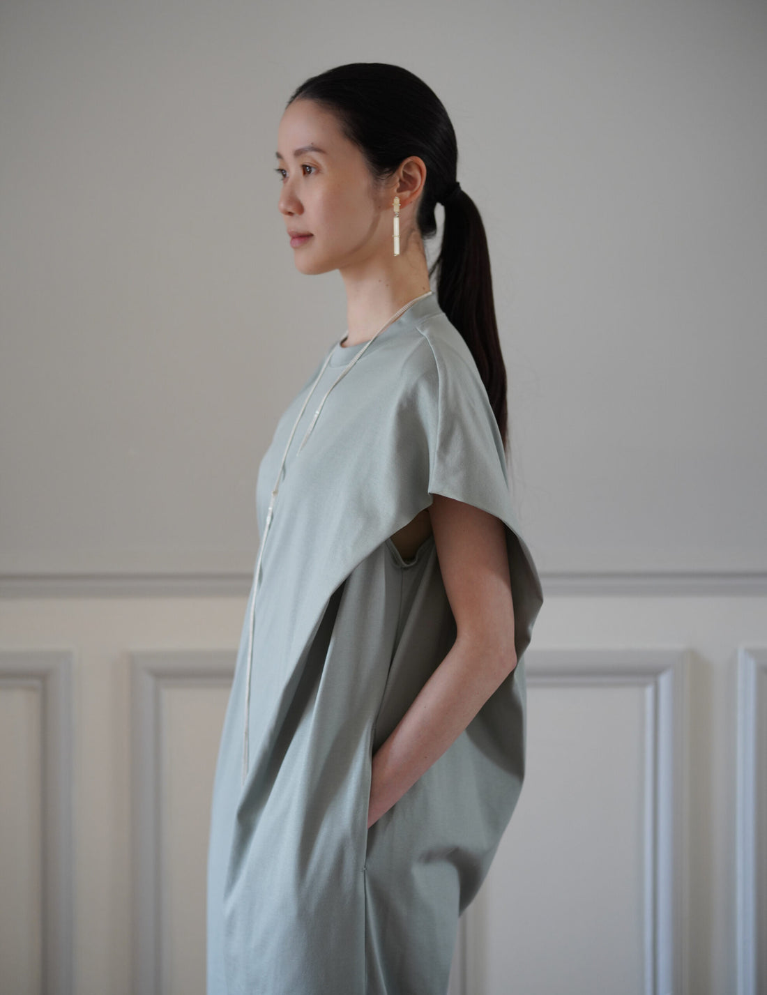 Mame Kurogouchi | Cotton Jersey Asymmetric Dress - Grey