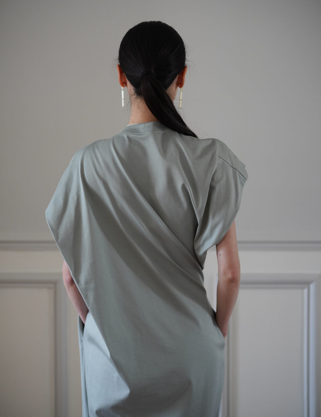 Mame Kurogouchi | Cotton Jersey Asymmetric Dress - Grey