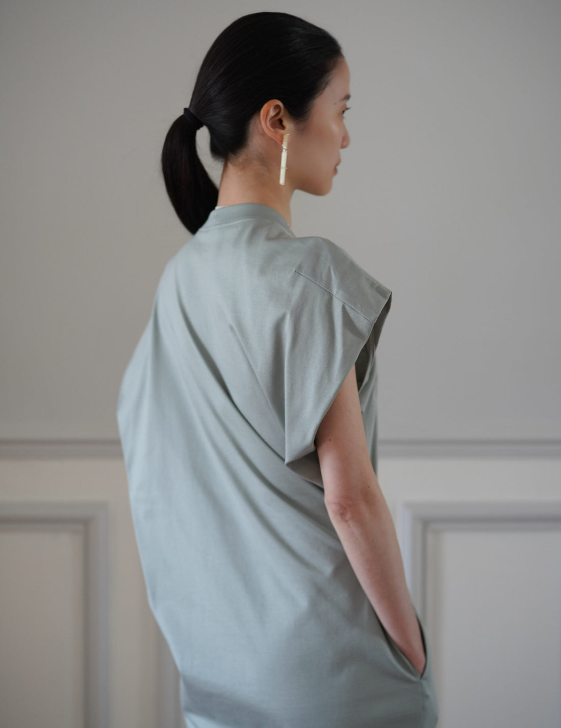 Mame Kurogouchi | Cotton Jersey Asymmetric Dress - Grey