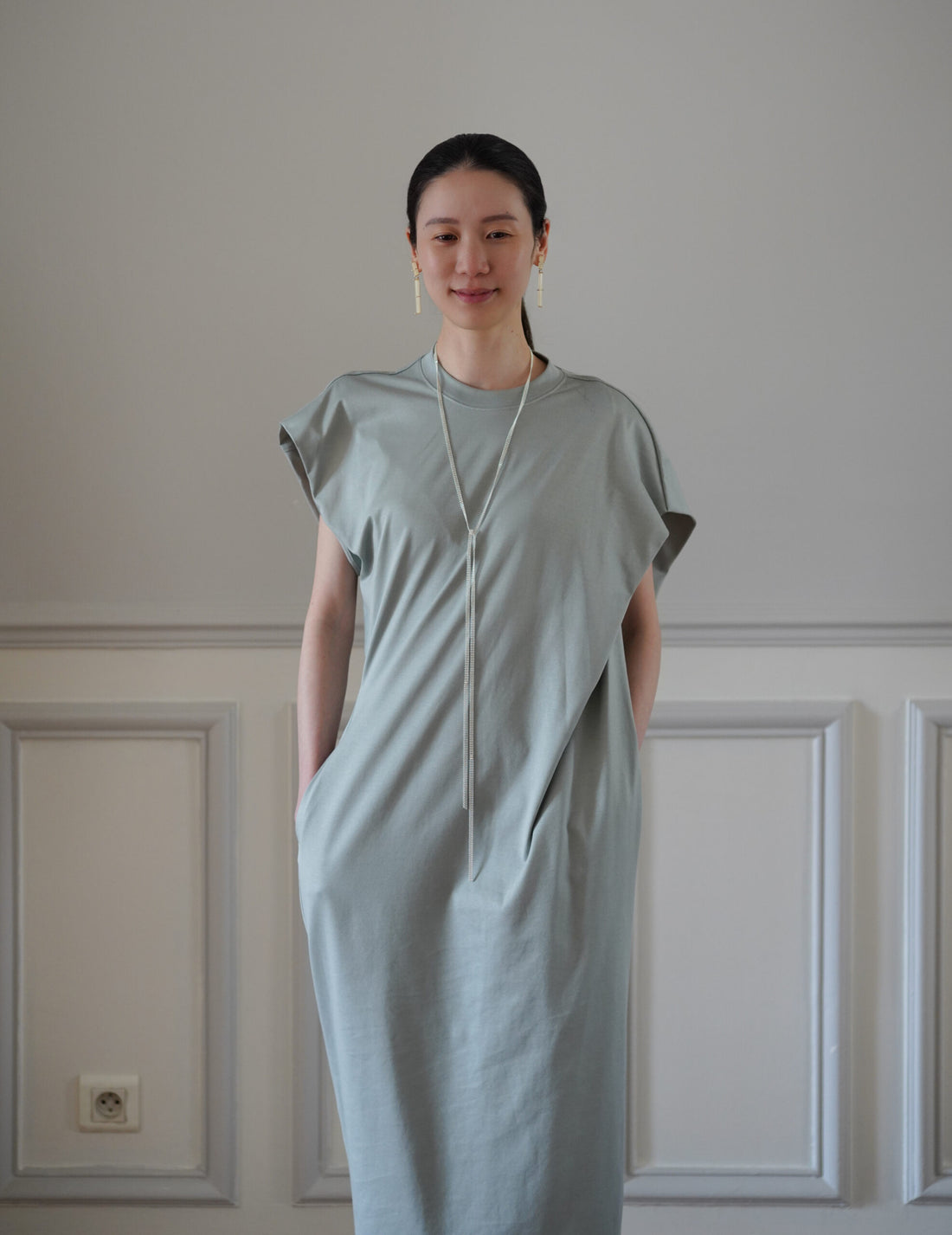 Mame Kurogouchi | Cotton Jersey Asymmetric Dress - Grey