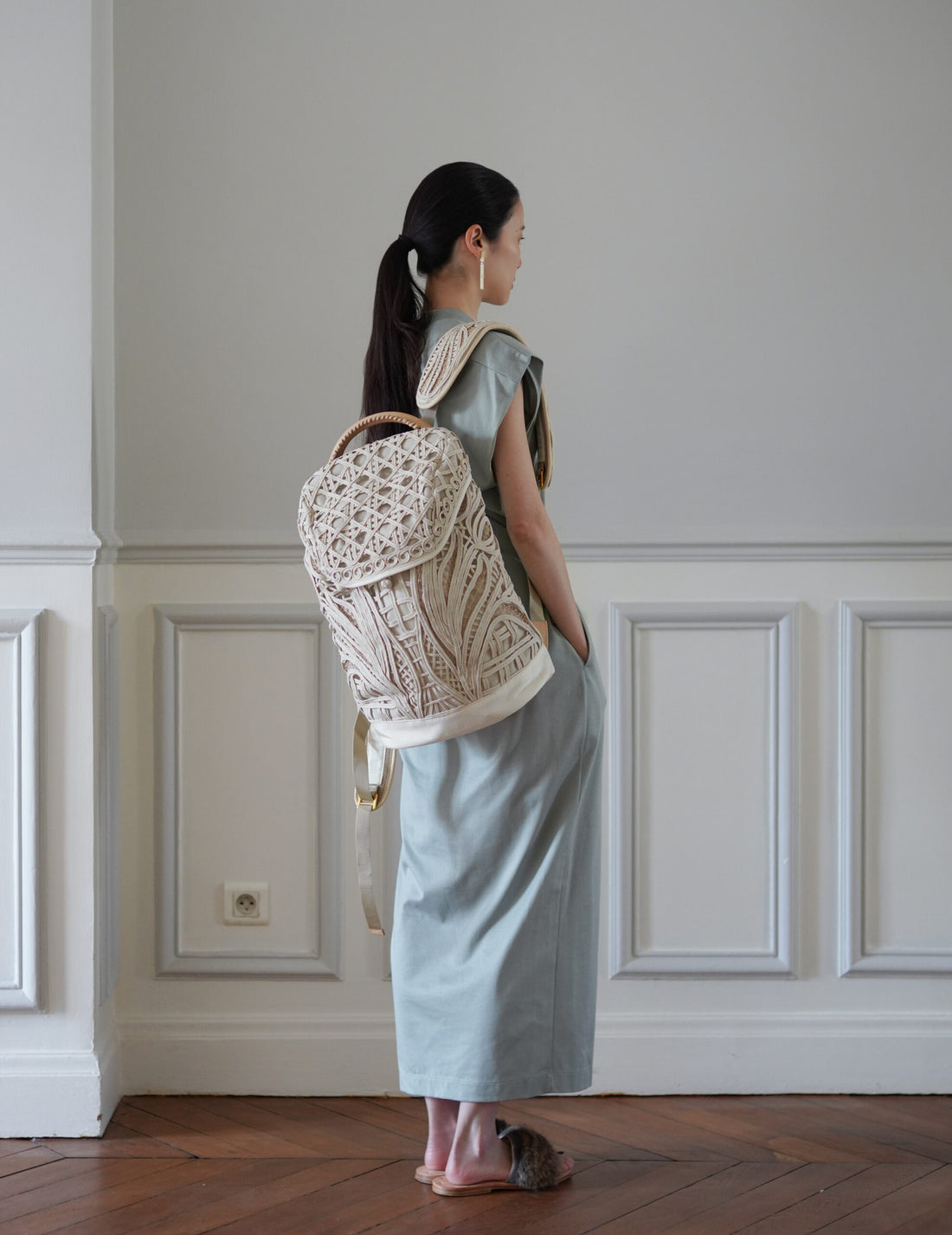 Mame Kurogouchi | Cording Embroidery Backpack - Beige