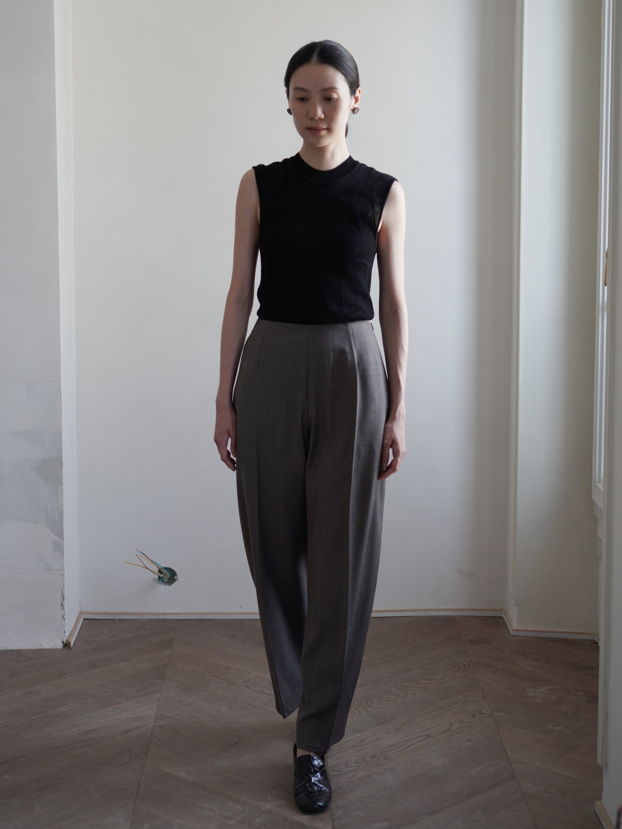 PAVOT Wool Blend Barrel Leg Pants・Mink