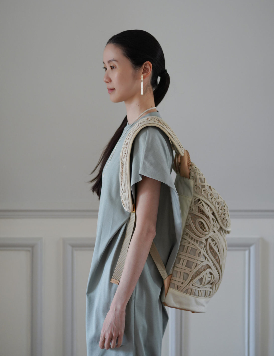 Mame Kurogouchi | Cording Embroidery Backpack - Beige