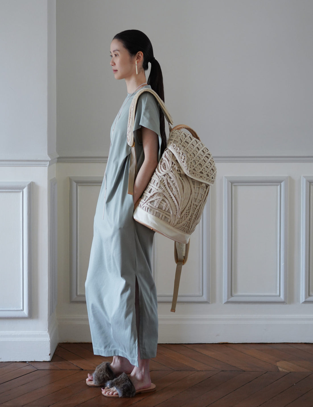 Mame Kurogouchi | Cotton Jersey Asymmetric Dress - Grey