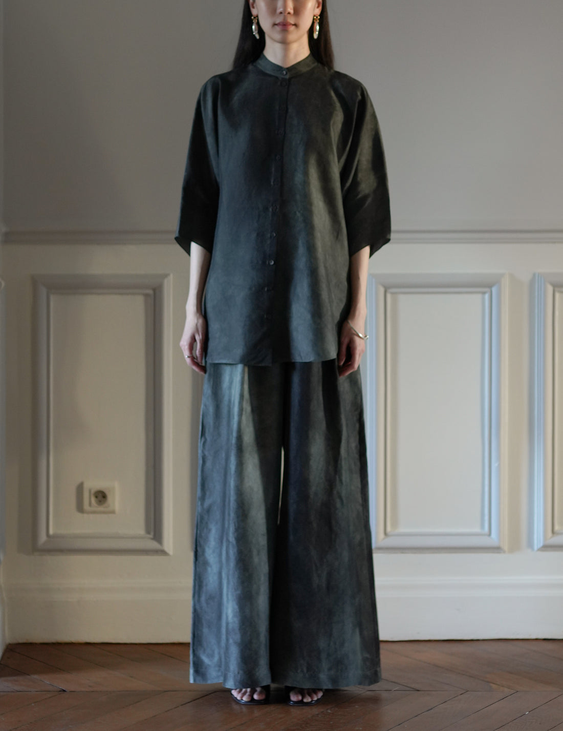 Cortana | Dali Silk Pants・Smoky Blue