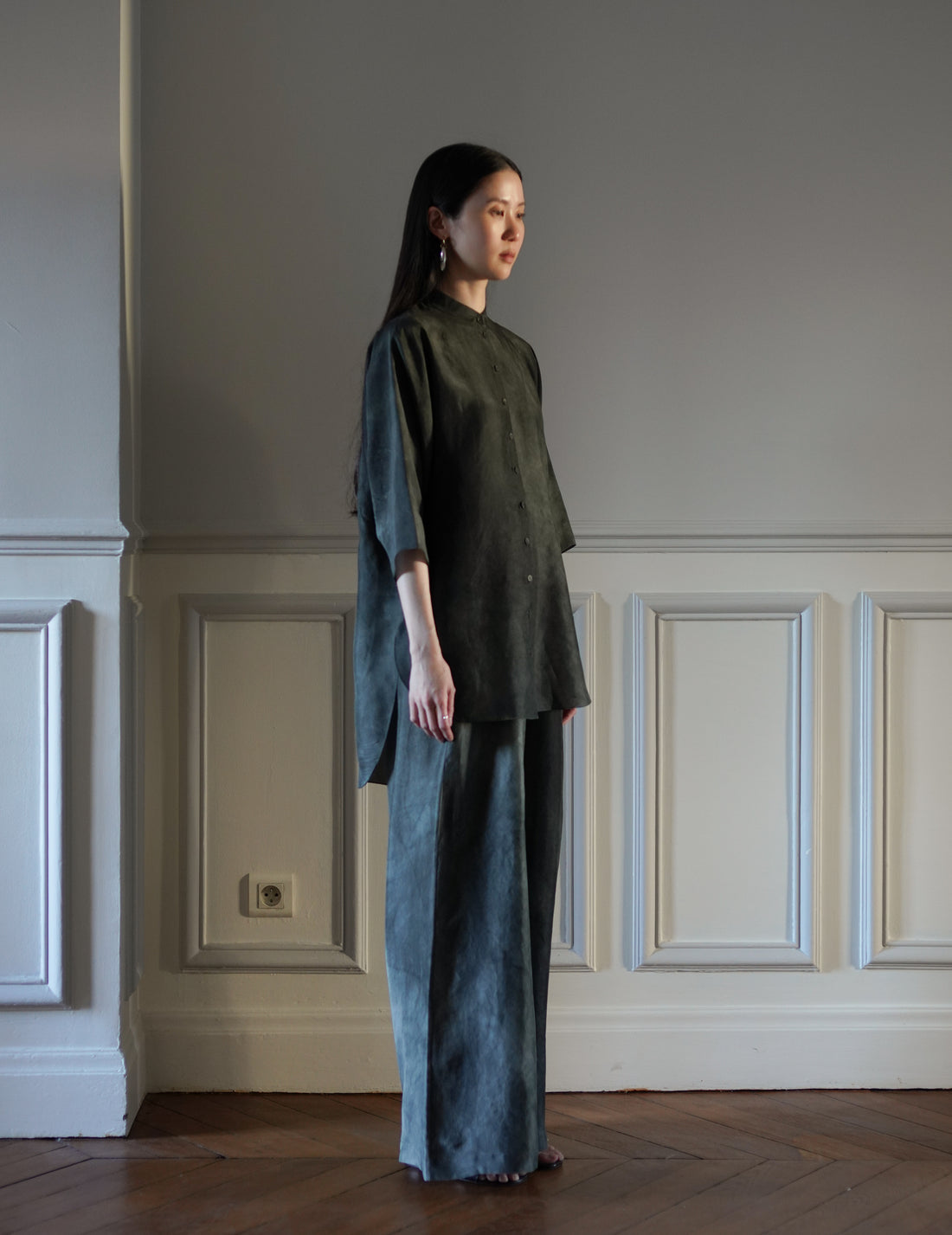 CORTANA | Salome Silk Shirt・Smoky Blue