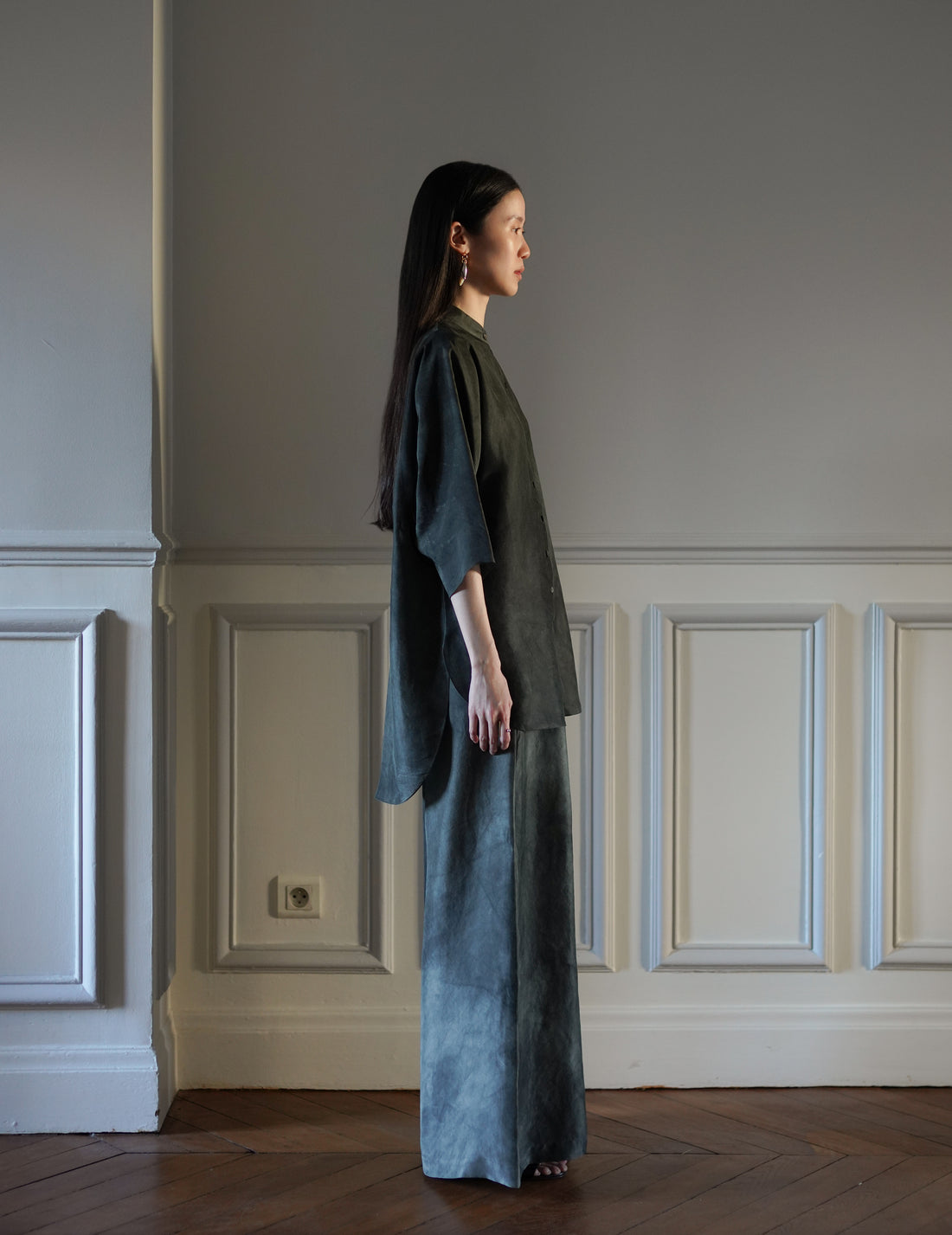 CORTANA | Salome Silk Shirt・Smoky Blue