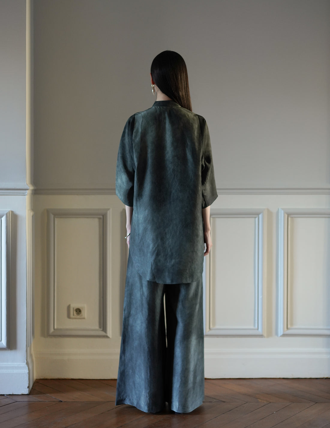 CORTANA | Salome Silk Shirt・Smoky Blue