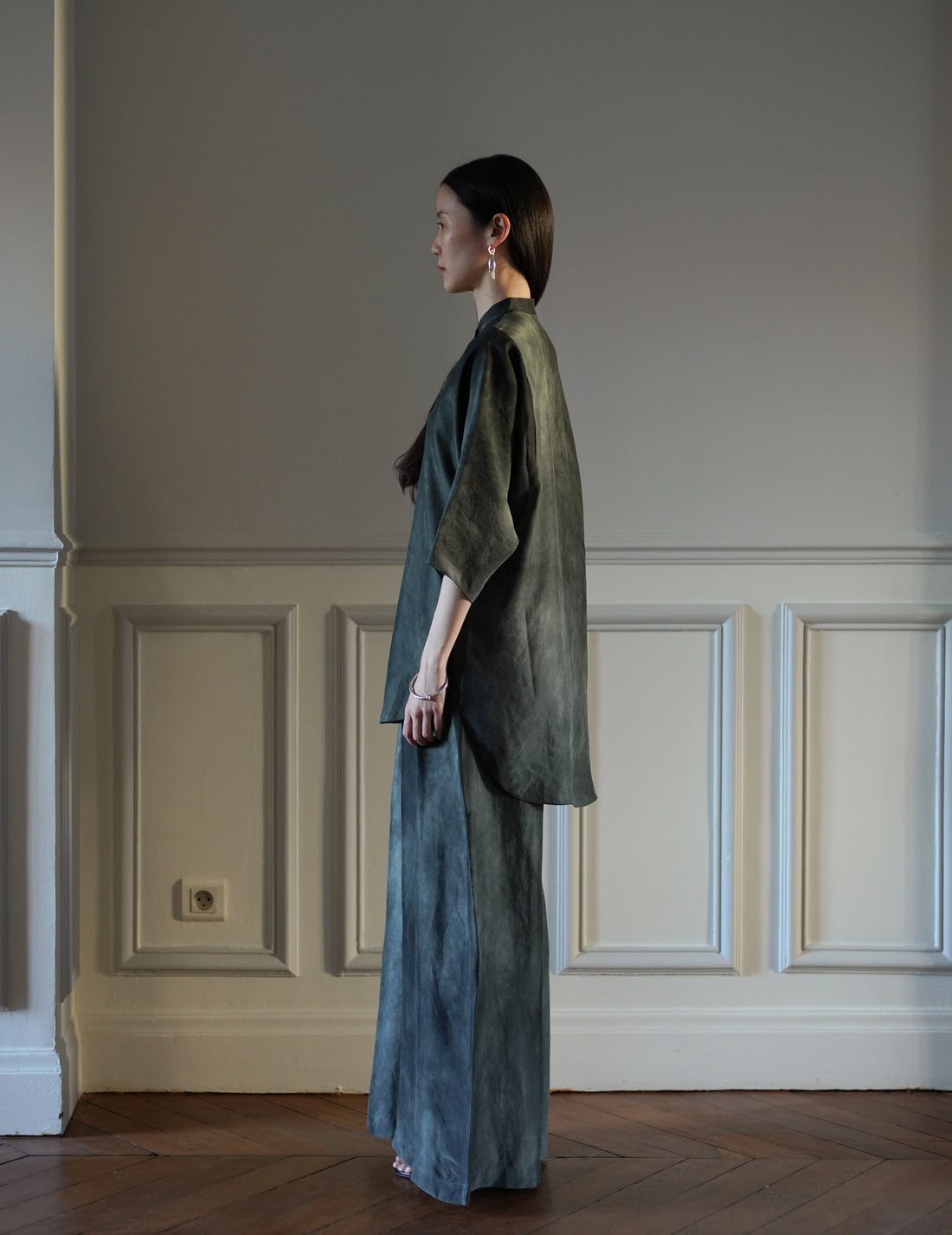 CORTANA | Salome Silk Shirt・Smoky Blue