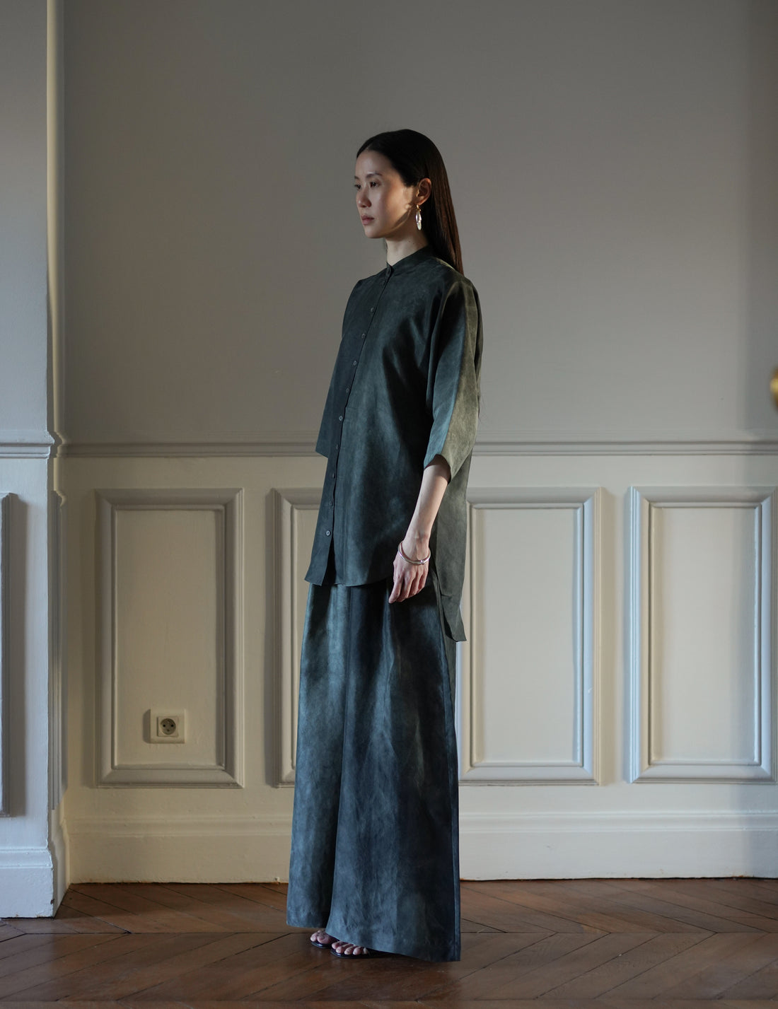 CORTANA | Salome Silk Shirt・Smoky Blue