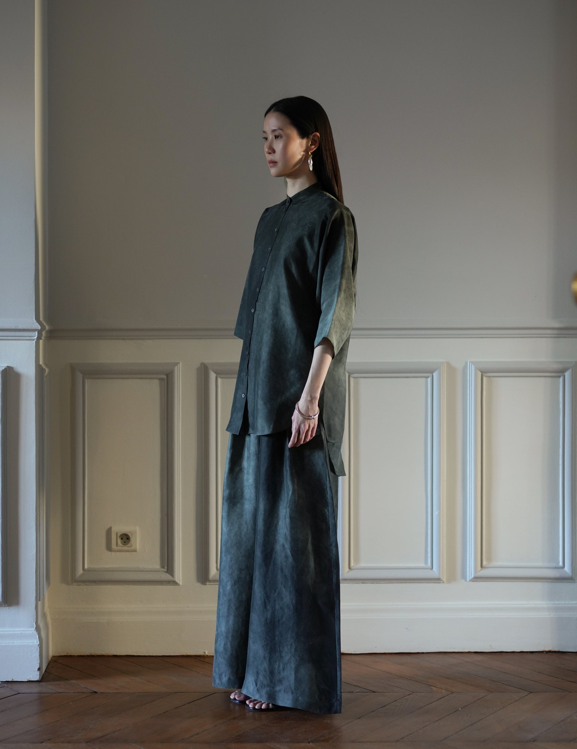 Salome Silk Shirt・Smoky Blue