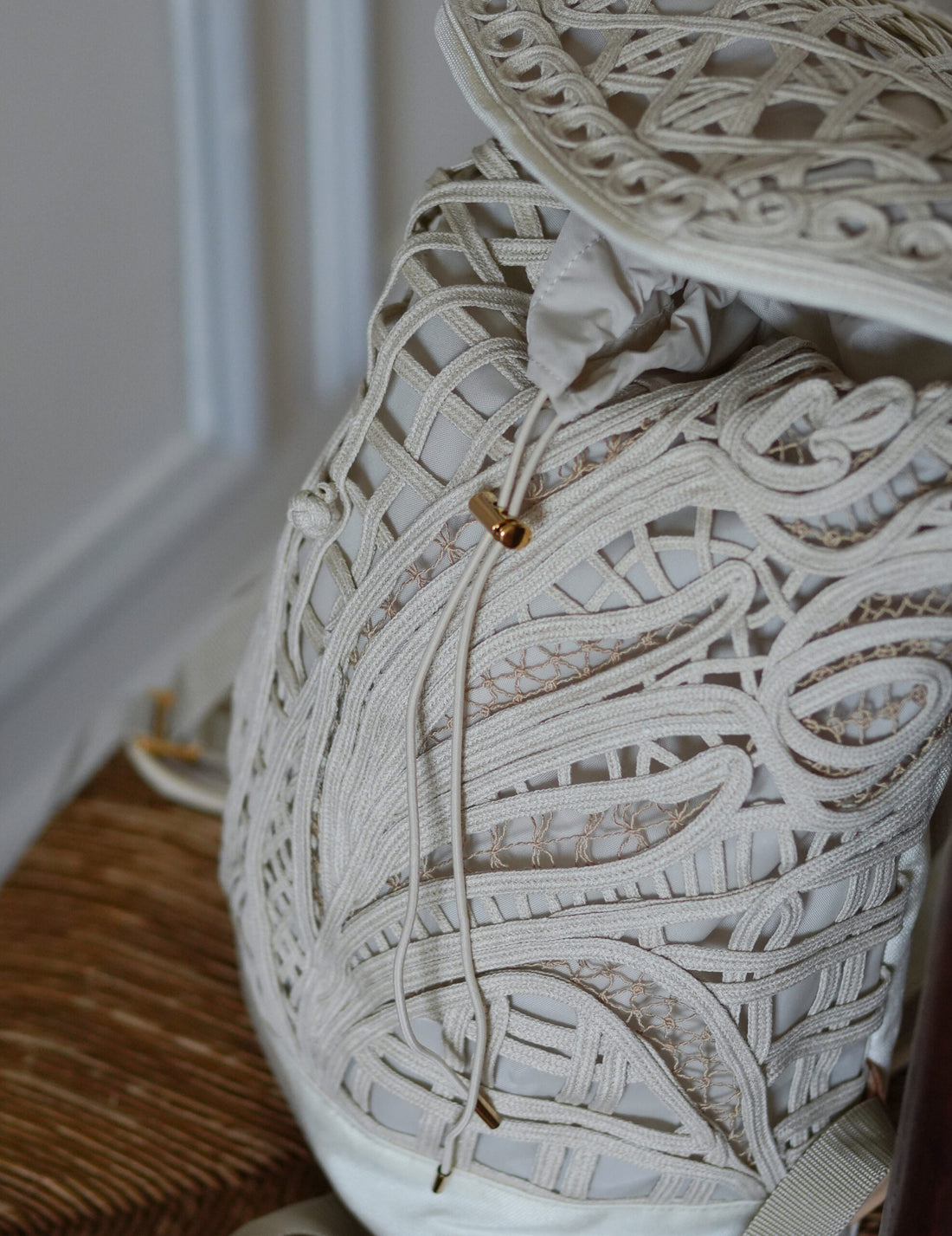 Mame Kurogouchi | Cording Embroidery Backpack - Beige